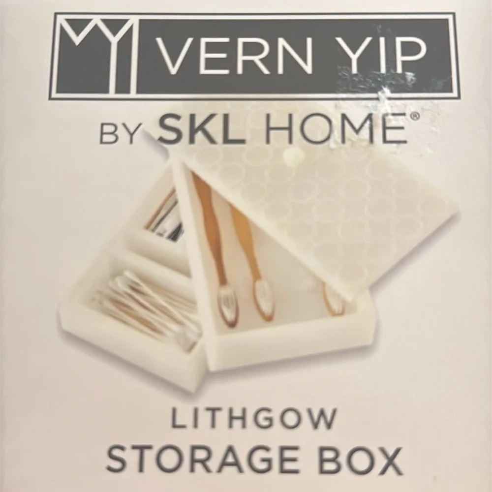 VERN YIP SKL Home White Bathroom Accessory Box Toothbrush Vanity Lithgow Storage